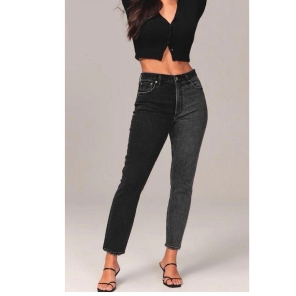 Abercrombie & Fitch The Skinny High Rise Jeans 2-tone black jeans size 0R 25
